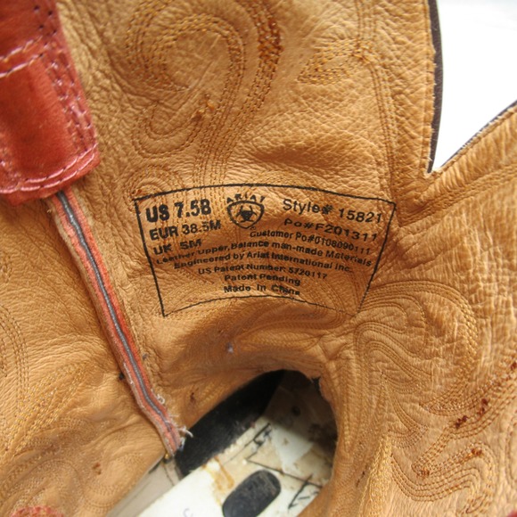 Ariat Womens Western Boots 7.5B Pink Leather Square Toe Embroider Cowboy Floral - Picture 3 of 16